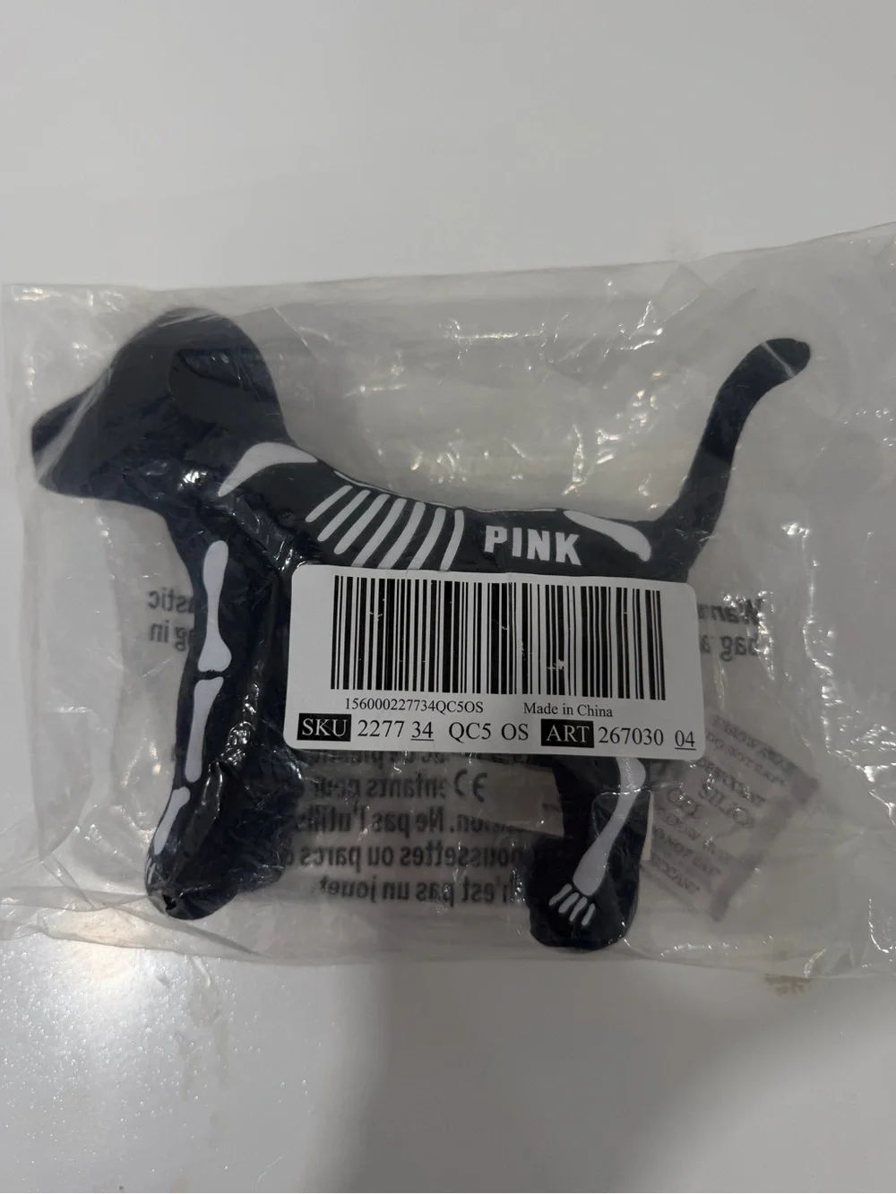 PINK Victoria's Secret Black Dog Bone-Shaped Skeleton Toy